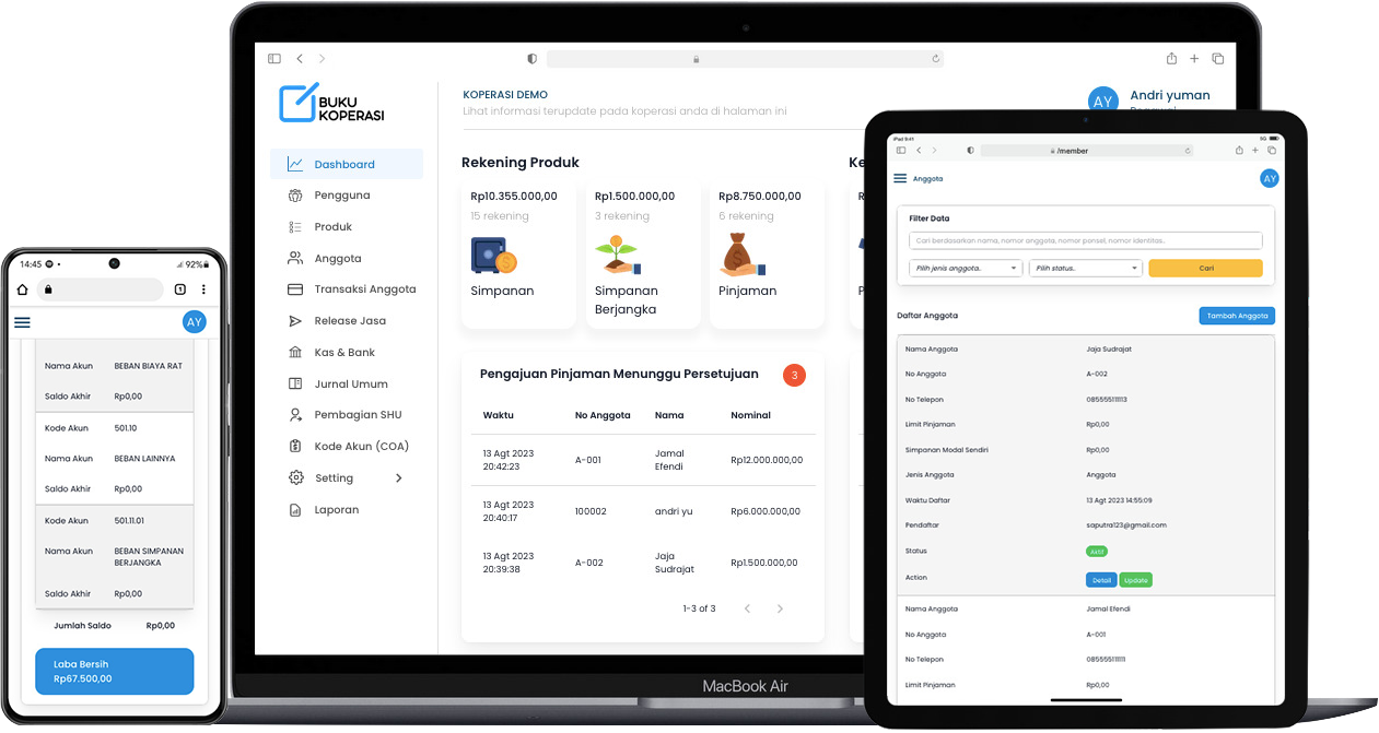 Buku Koperasi dapat dibuka berbagai macam perangkat