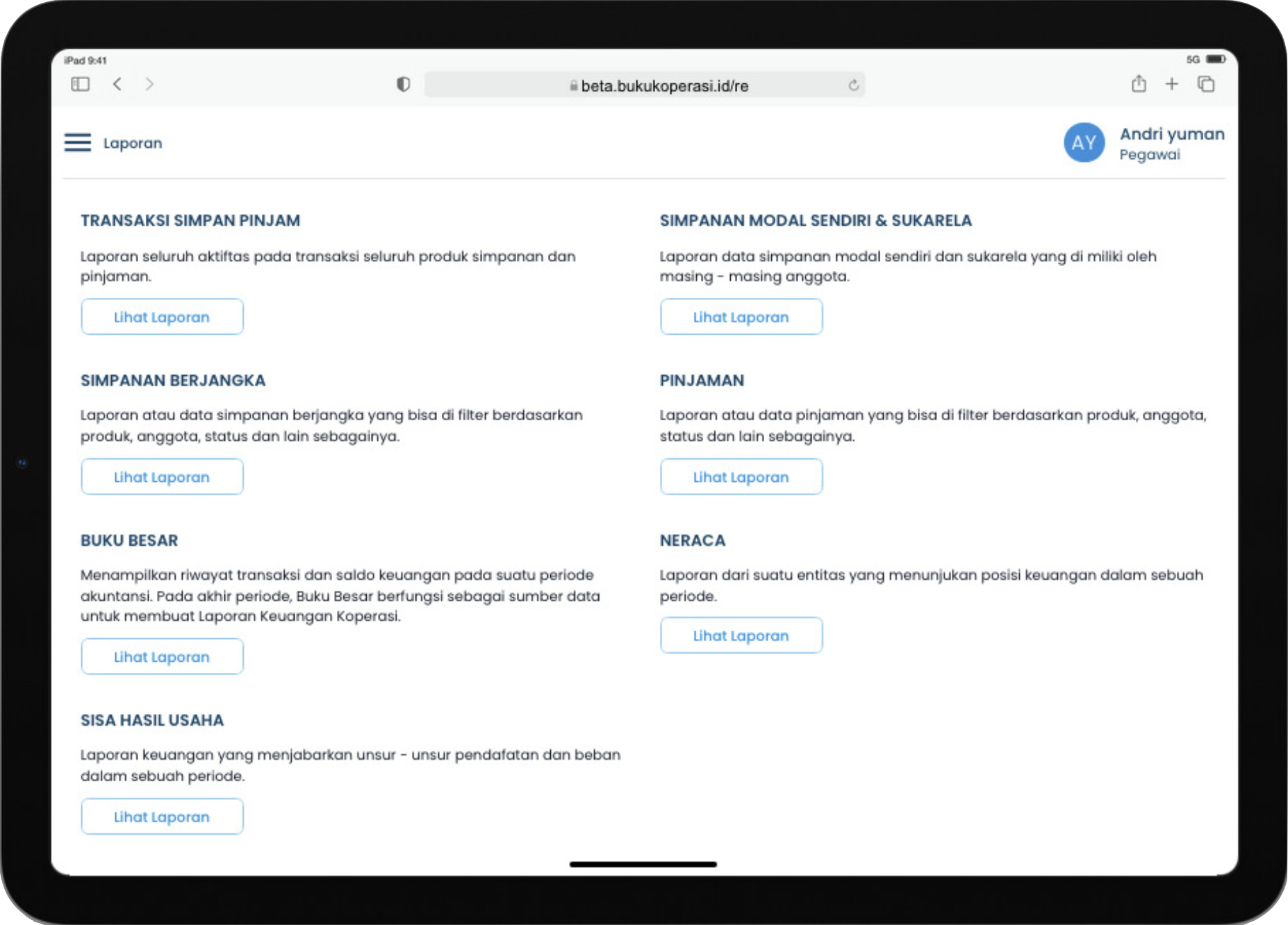 Laporan lengkap, otomatis dan real-time pada perangkat tablet