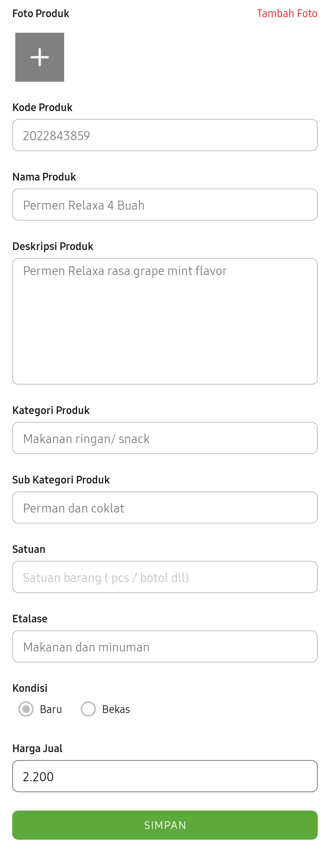 Screenshoot list product