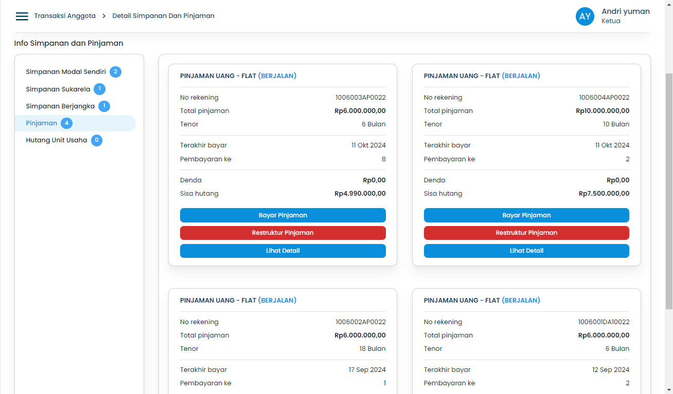 Screenshot Loan Transaction