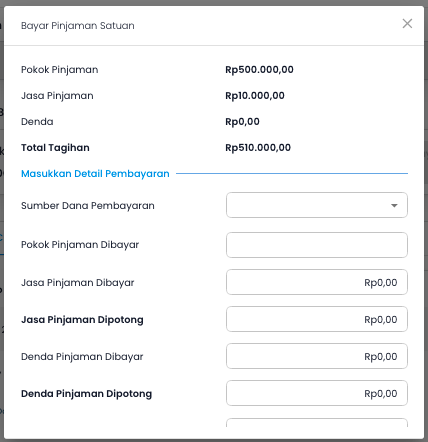 Screenshot Bayar Pinjaman Satuan