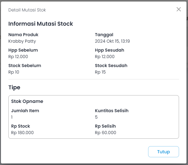 Screenshot detail stock mutation