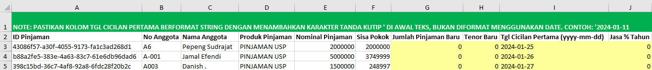 Screenshot Excel Upload Restruktur Pinjaman