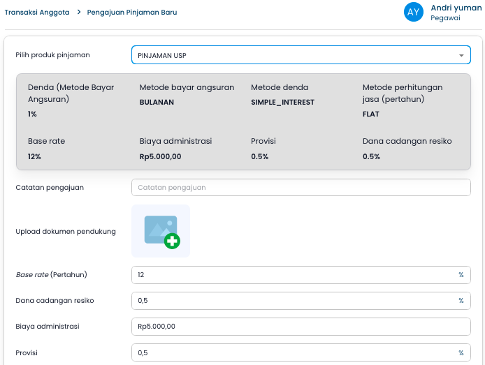 Screenshot Pengajuan Pinjaman