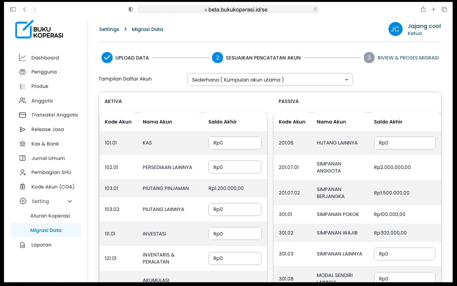 Screenshot Migrasi Data Step 2