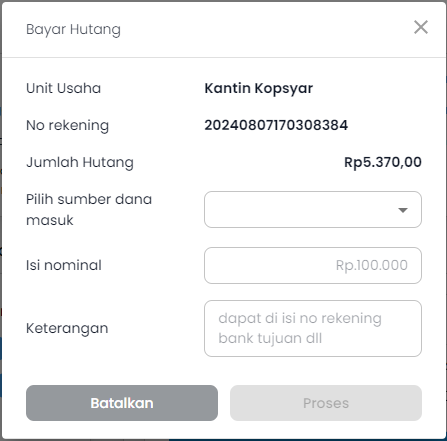 Screenshot Debt Transaction