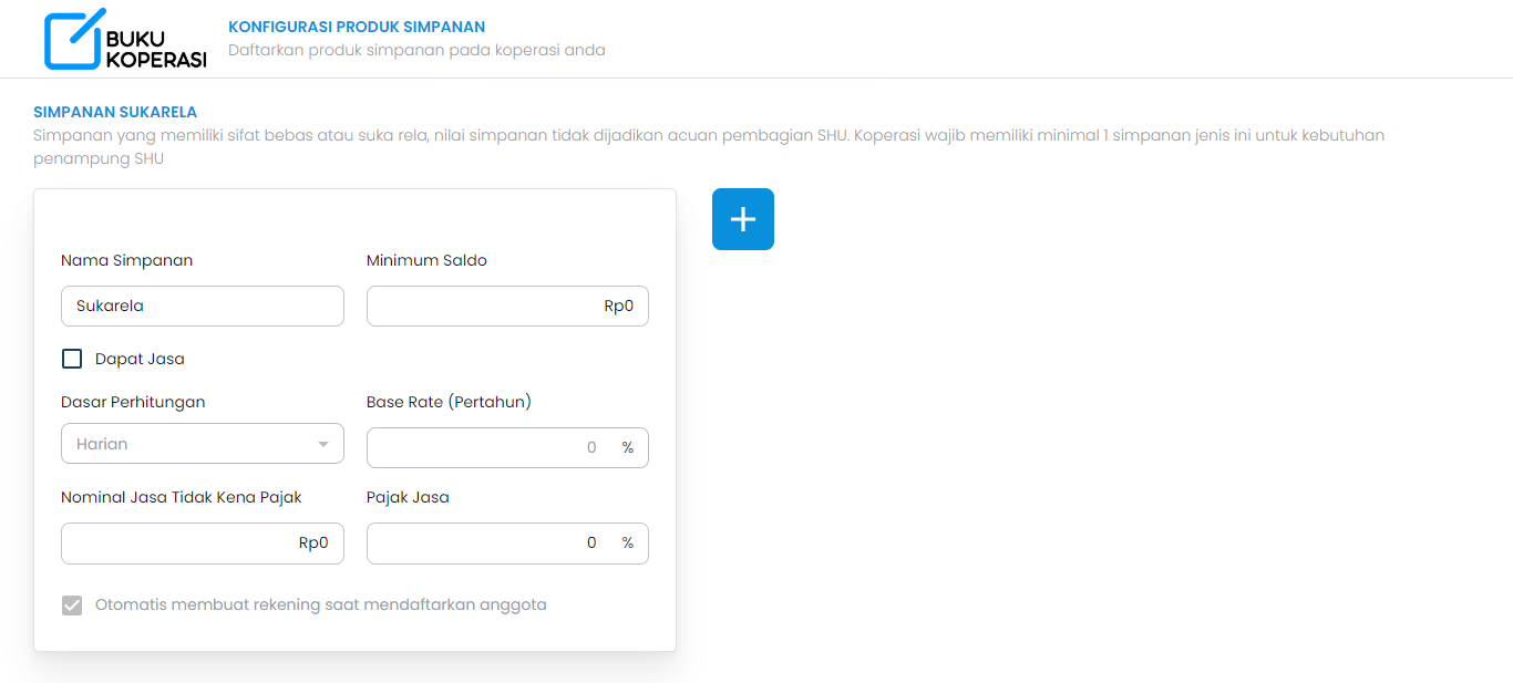 Screenshot Setup Simpanan Sukarela